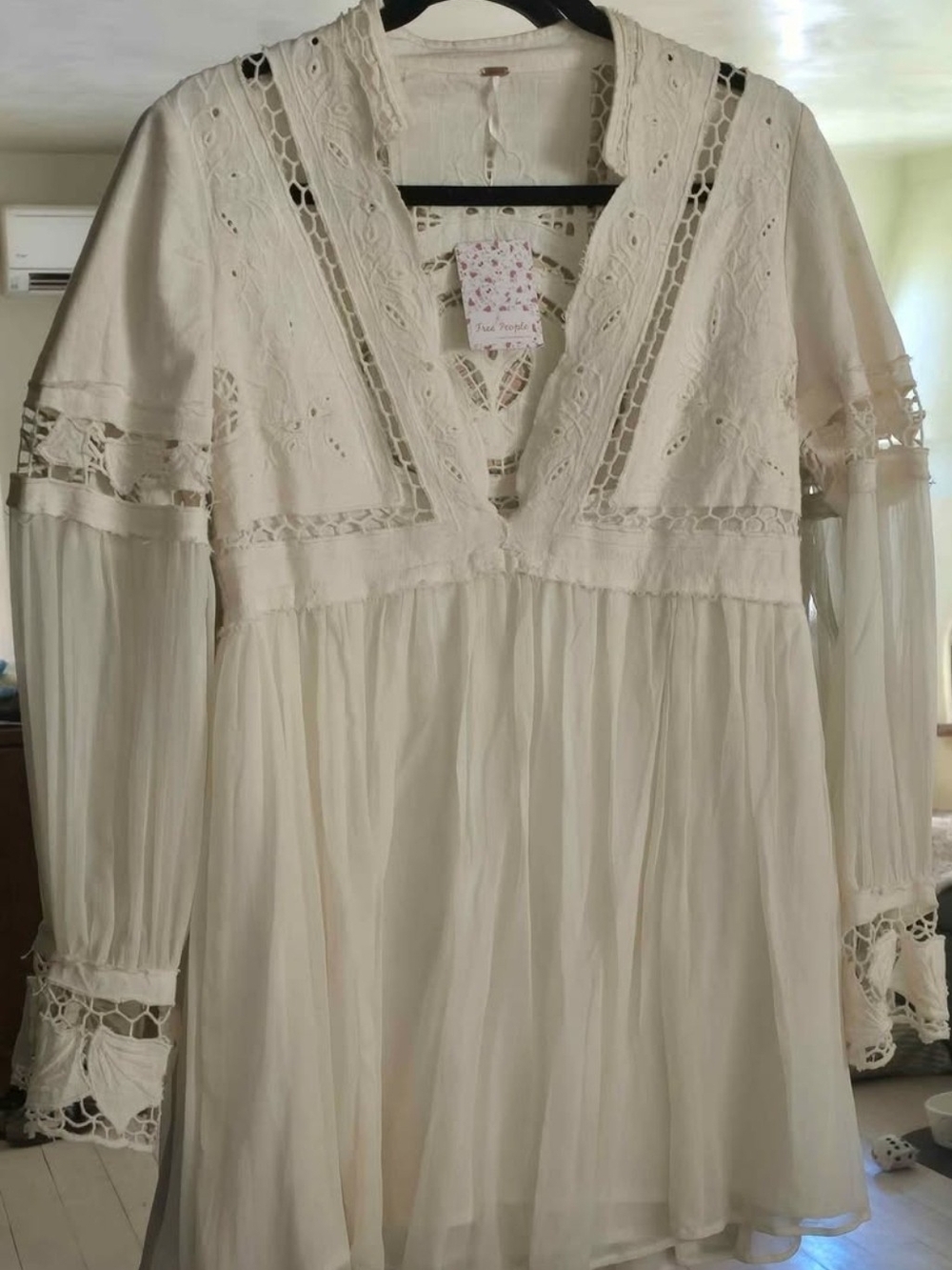 Free People Cream Lace & Chiffon Boho Dress